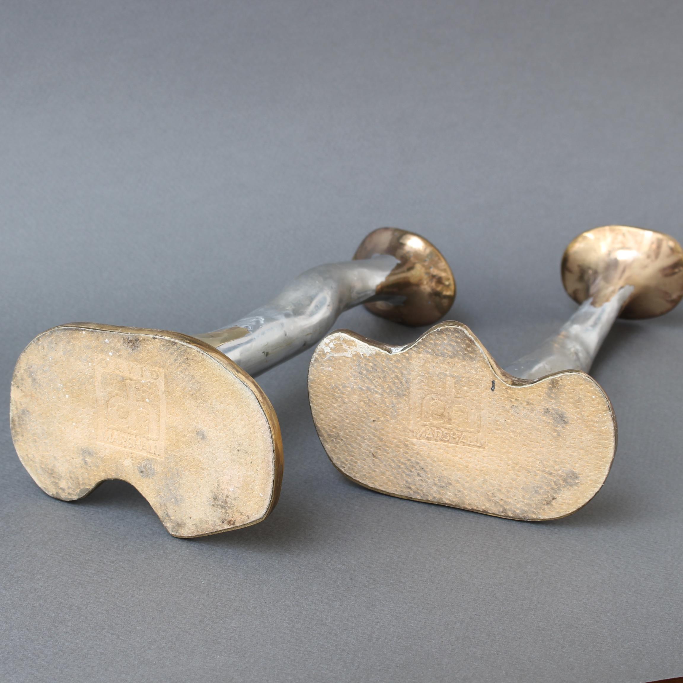 Pair of Aluminium and Brass Candlesticks by David Marshall, 'circa 1970s' 10