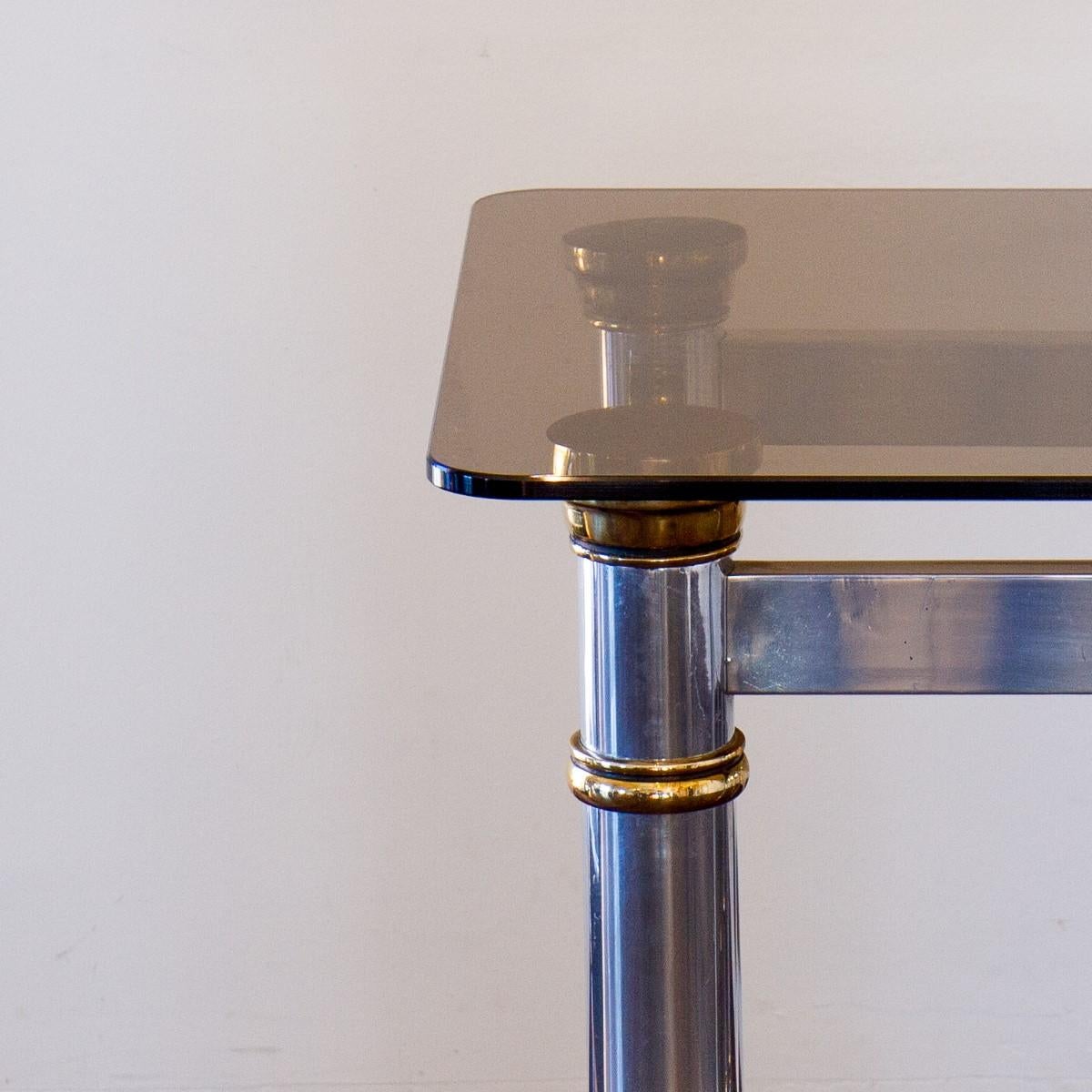 American Pair of Aluminium and Brass Console Tables, 1970s
