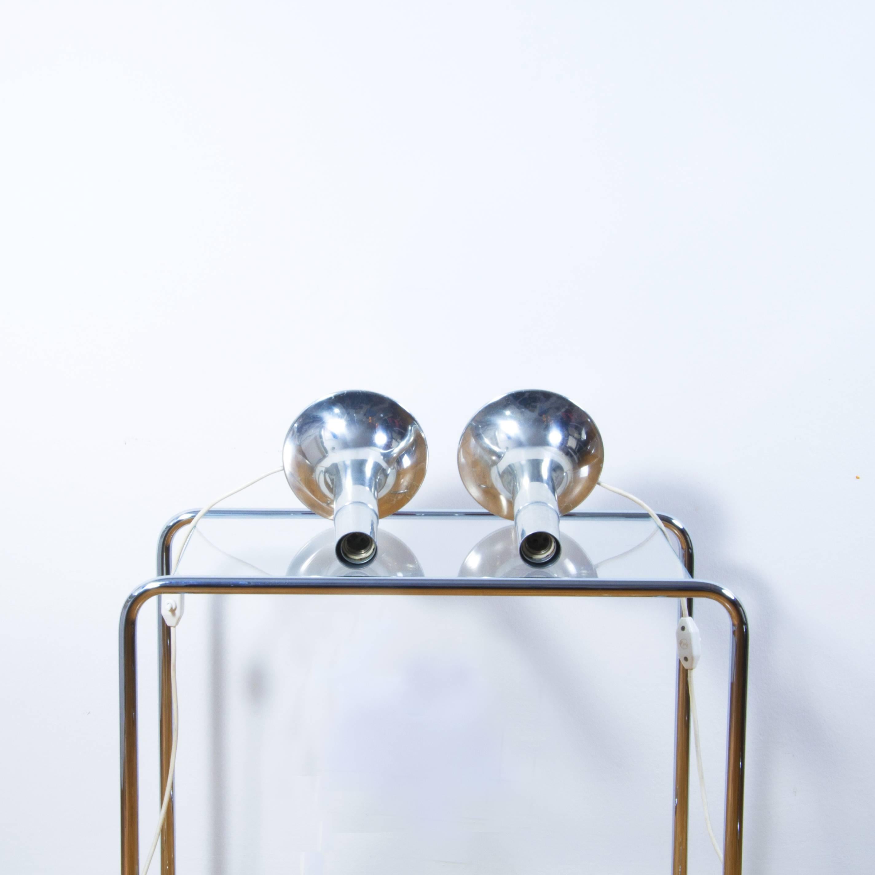 Polished Pair of Aluminium Lamps, 1970s For Sale