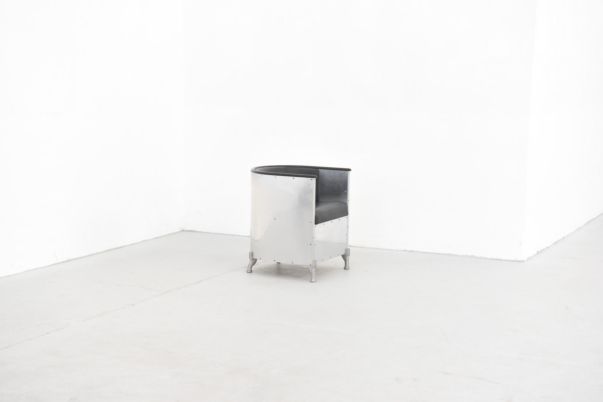 Pair of Aluminium Leather Club Chairs by Mats Theselius for Källemo For Sale 3
