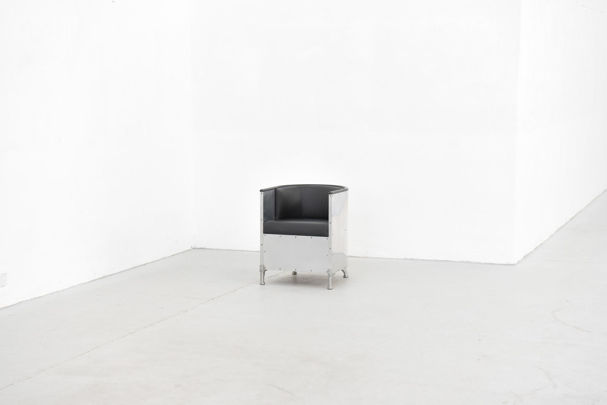 Pair of Aluminium Leather Club Chairs by Mats Theselius for Källemo For Sale 8