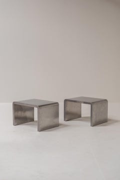 Pareja de mesas auxiliares de aluminio de Marzio Cecchi, Italia