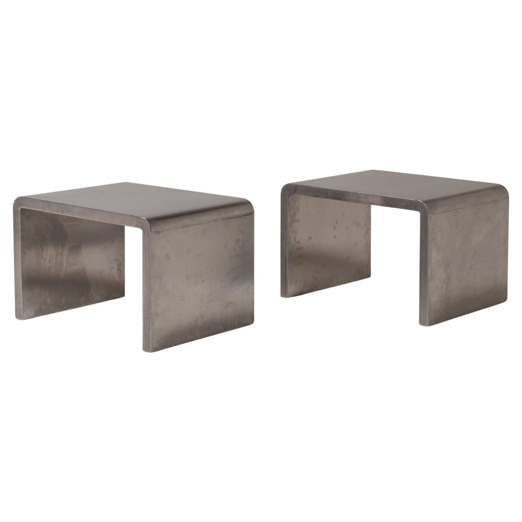 Paire de tables d
appoint en aluminium par Marzio Cecchi, Italie en vente