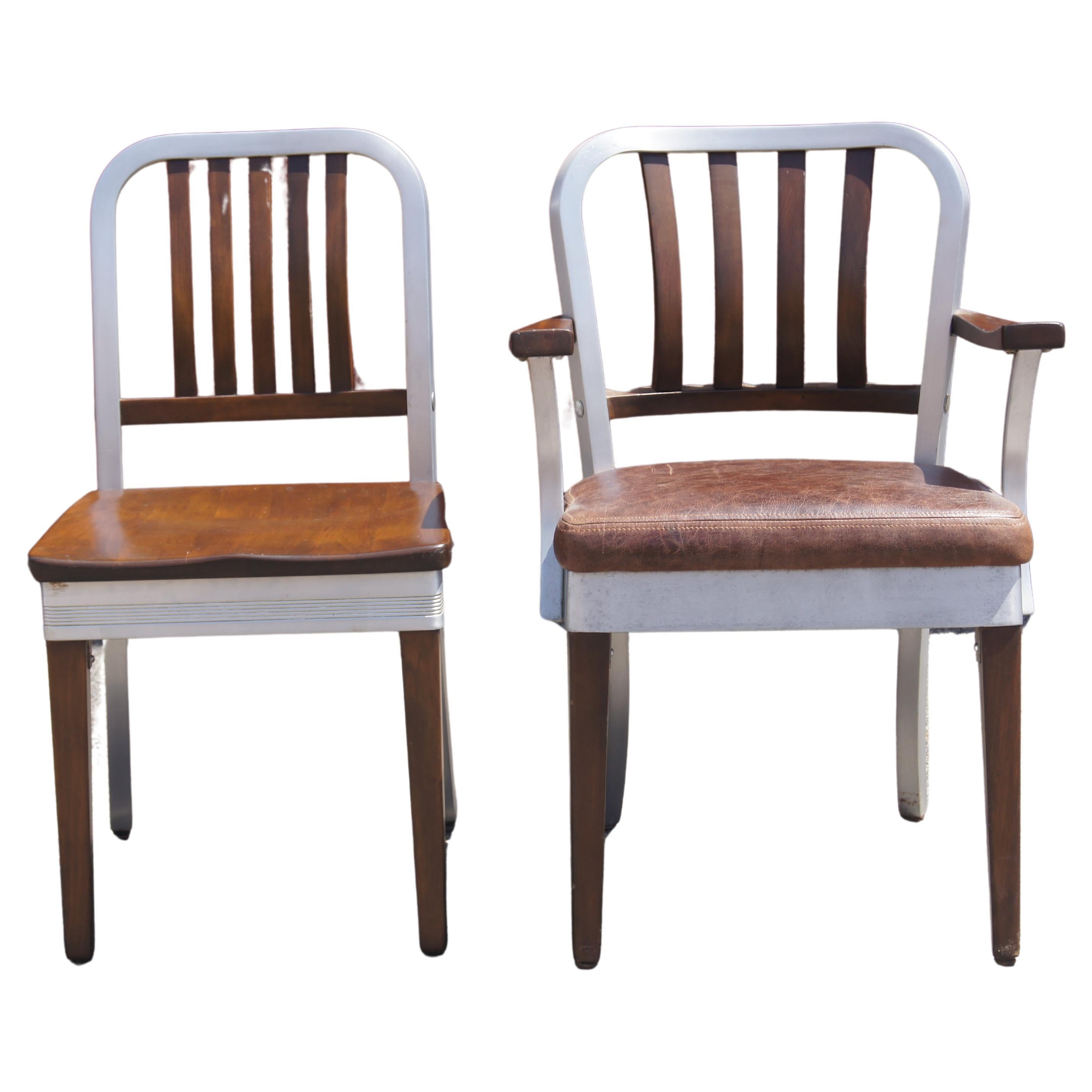 Pair of Aluminum and Maple Chairs by Shaw Walker 