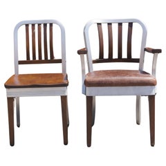 Pair of Aluminum and Maple Chairs by Shaw Walker