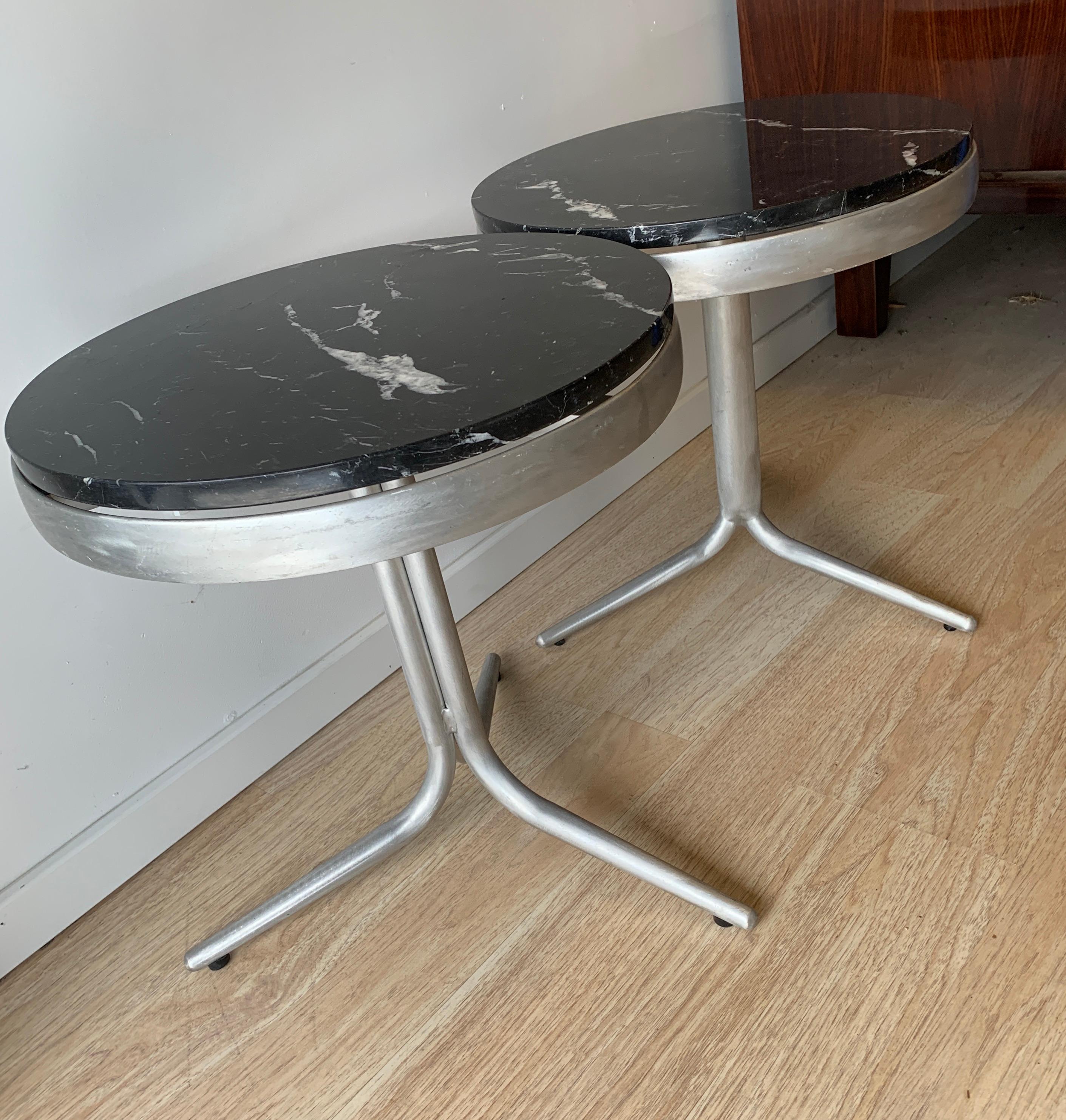 Pair of Italian Side Tables with Marble Tops For Sale 3