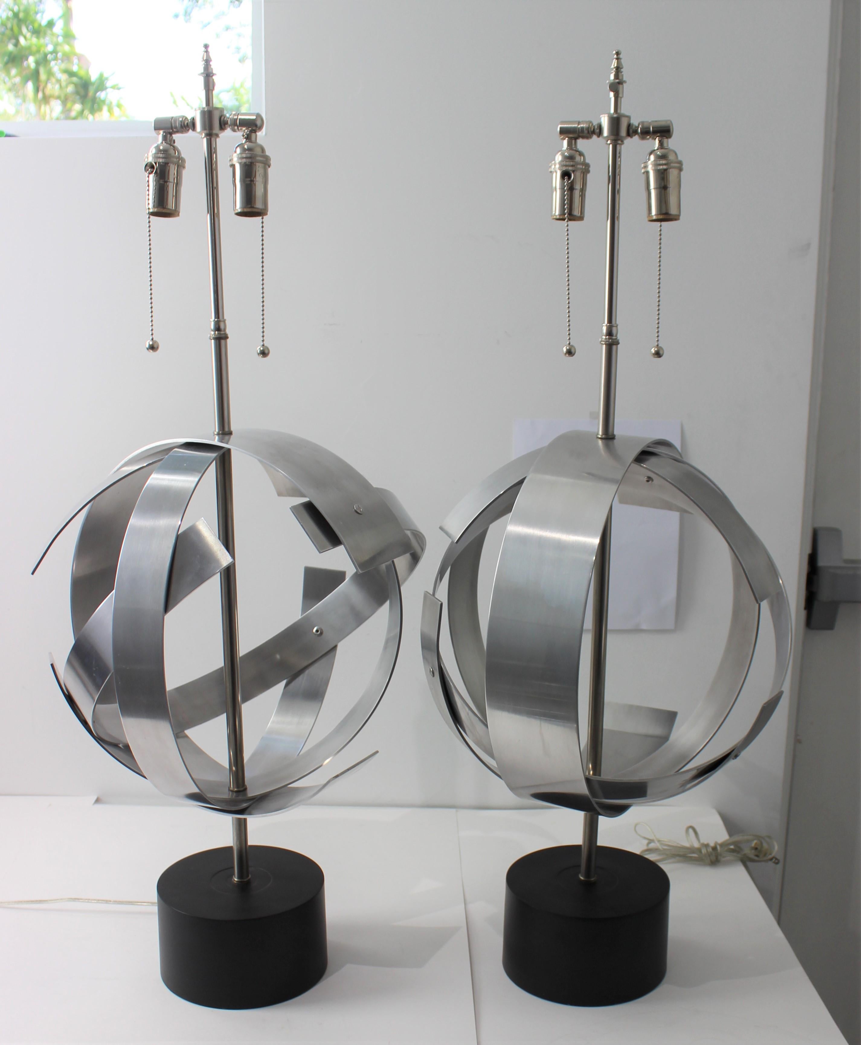 Pair of Armillary Form Lamps For Sale 7