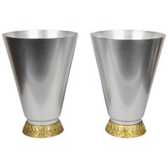 Pair of Aluminum Art Deco Kensington Marlborough Vases by Lurelle Guild