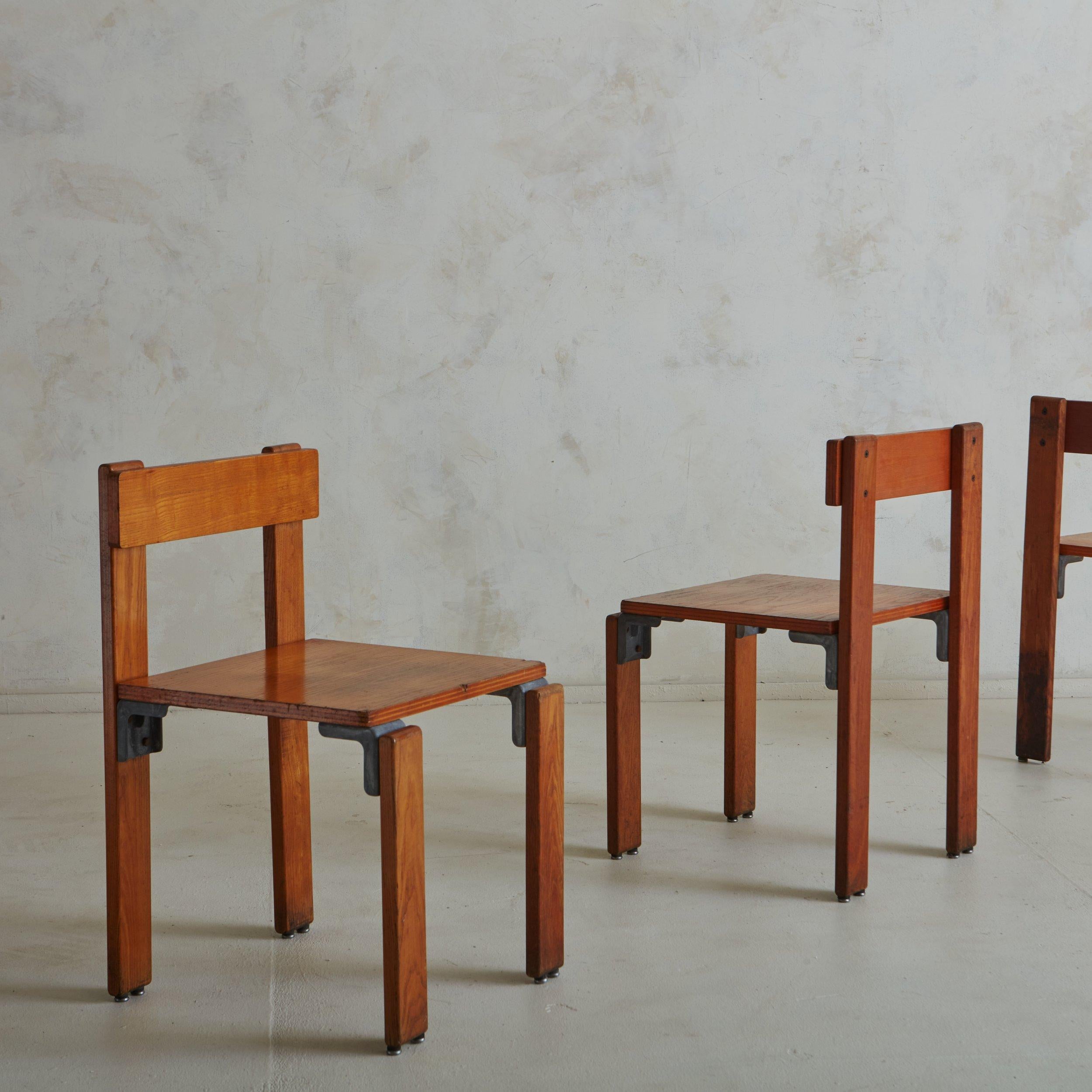 Pair of Aluminum + Ash Wood Chair by George Candilis + Anja Blomstedt, France For Sale 11