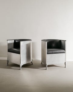Ein Paar Sessel aus Aluminium und Krokoleder von Mats Theselius by Källemo, 1990er Jahre