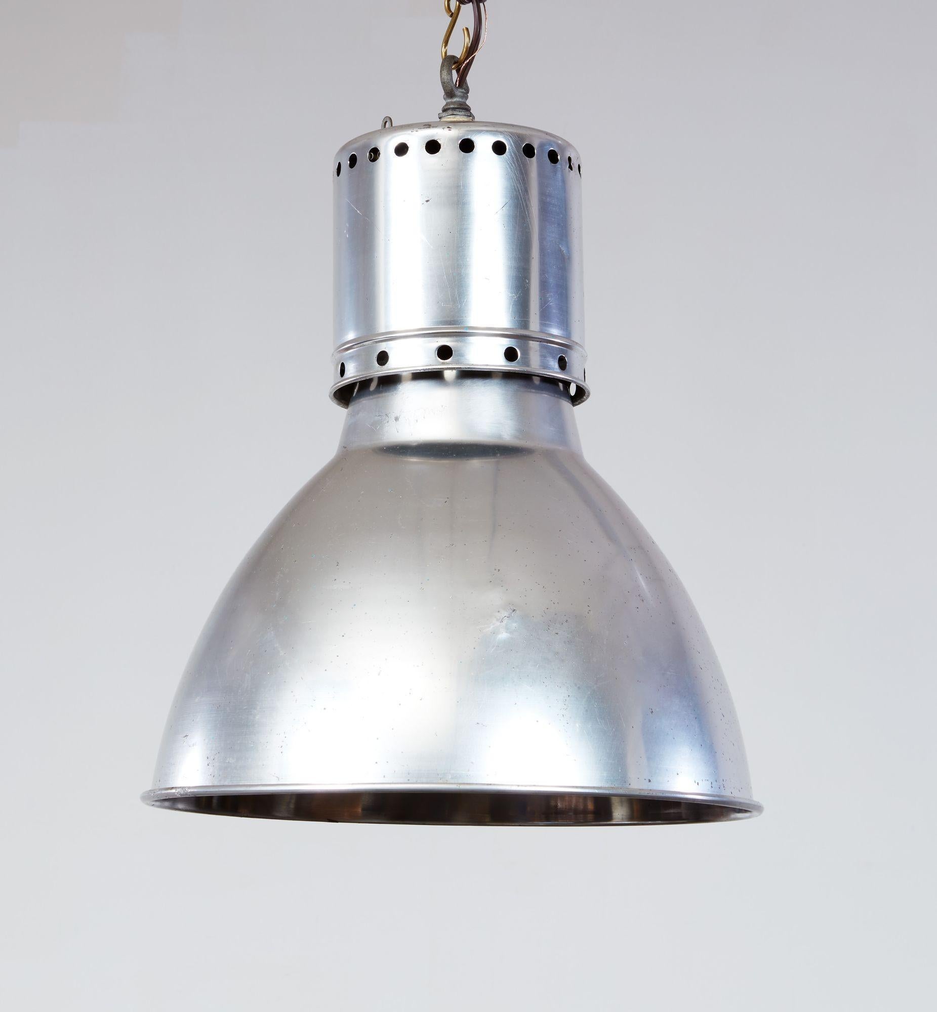 Pair of Aluminum Dome Pendant Lights For Sale 10