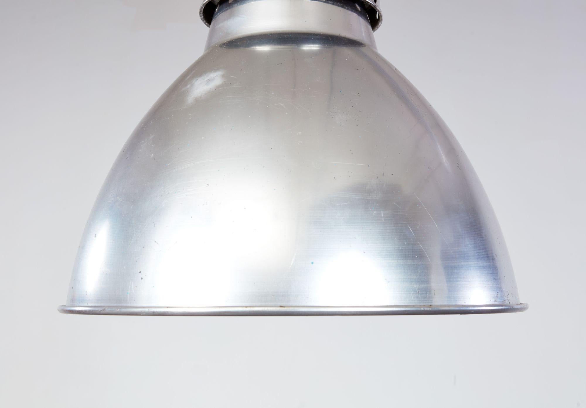 Pair of Aluminum Dome Pendant Lights In Good Condition For Sale In Greenwich, CT