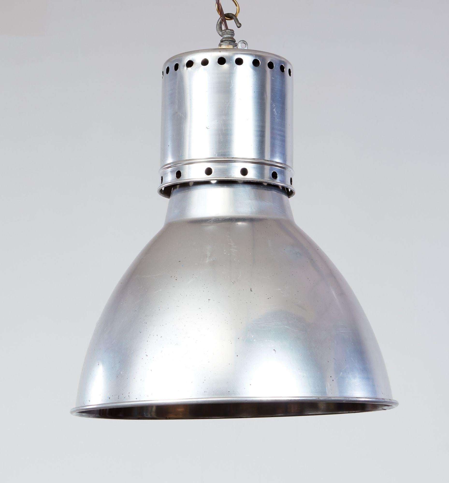 Pair of Aluminum Dome Pendant Lights For Sale 3