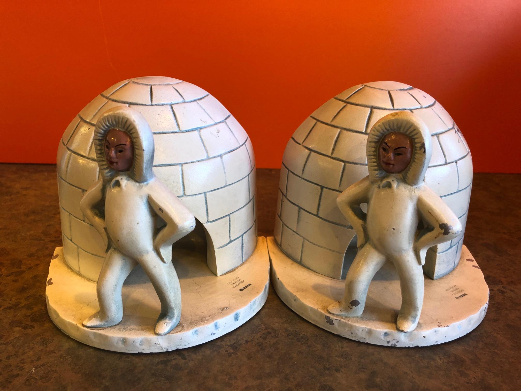 Pair of Aluminum Eskimo / Igloo Bookends by Kentucky Tavern Creations For Sale 3