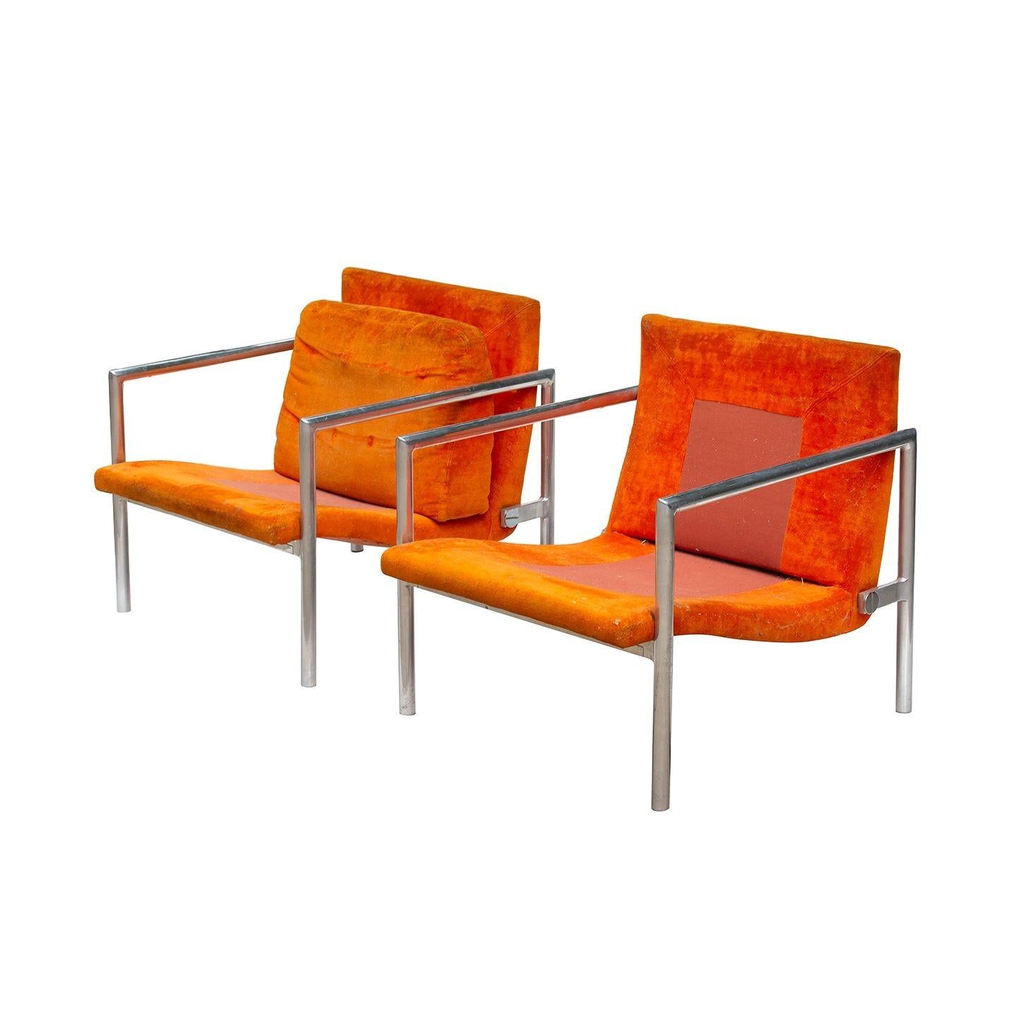 Paire de chaises longues en aluminium de Founders à la manière de Harvey Probber en vente 2