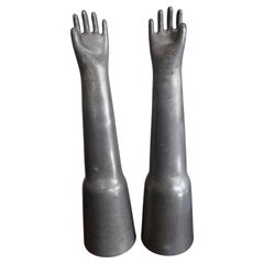 Vintage Industrial Pair of Aluminum Rubber Glove Molds 