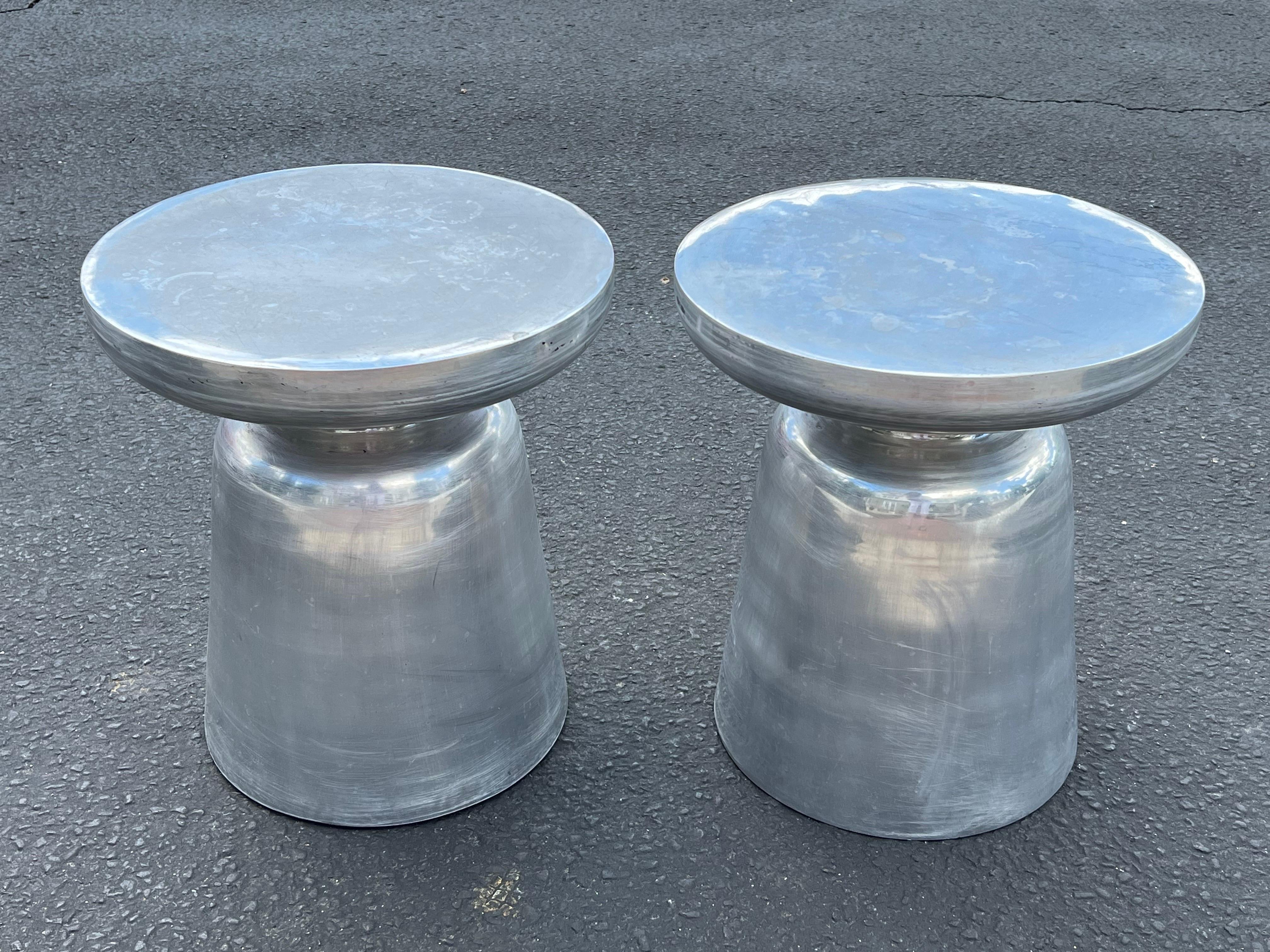 Industrial Pair of Aluminum Martini Tables