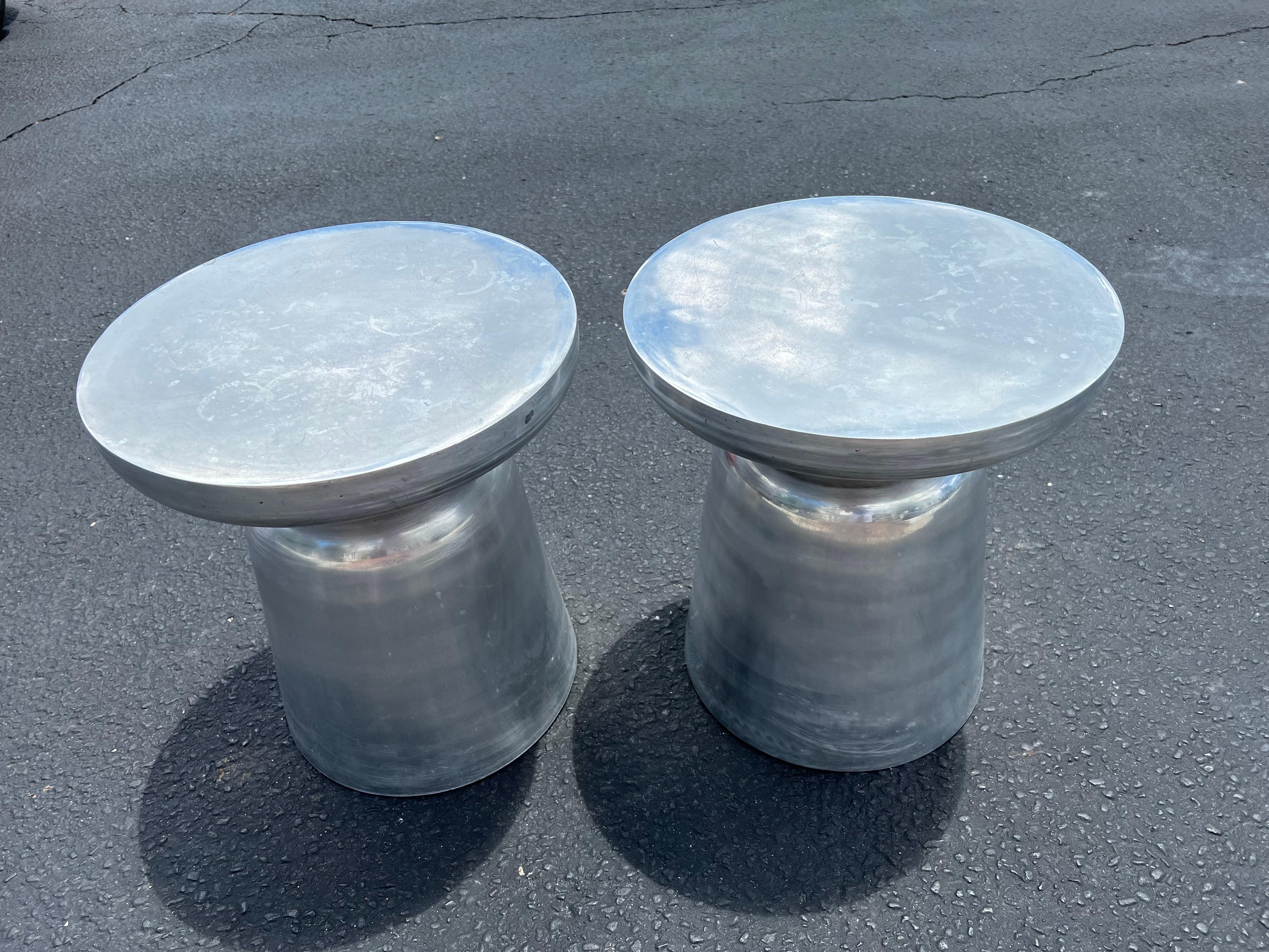Pair of Aluminum Martini Tables In Good Condition In Redding, CT