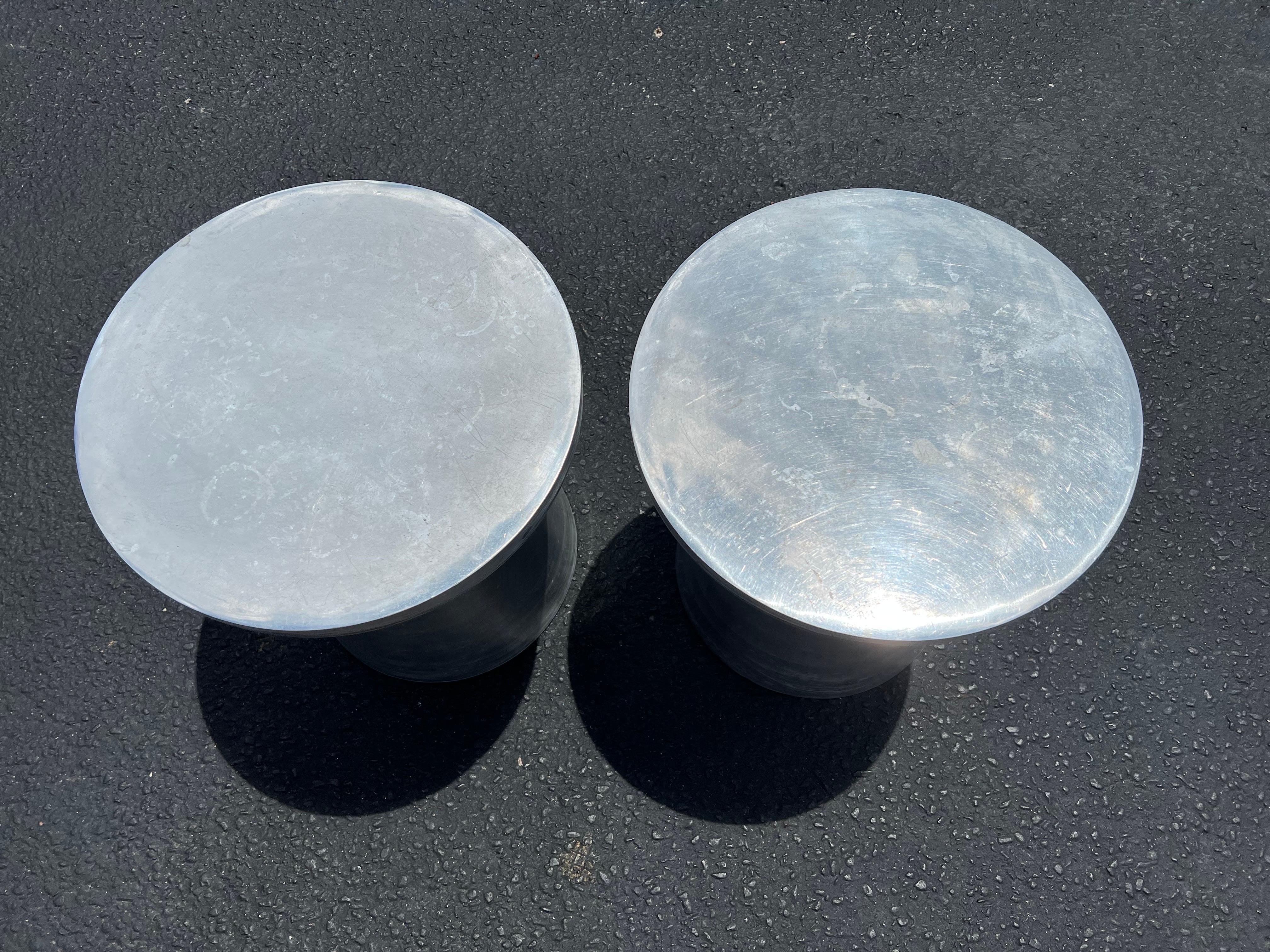 Contemporary Pair of Aluminum Martini Tables