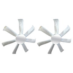 Pair of Aluminum Mid Century Industrial Fan Blades Wall Mirrors