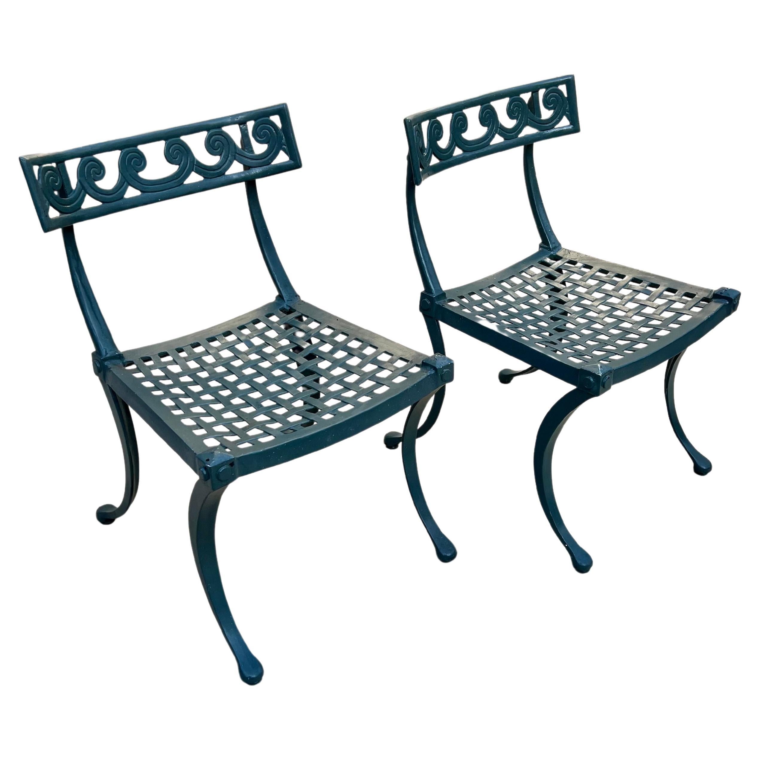 Pair of Aluminum Outdoor Klismos Chairs