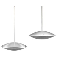 Pair of Aluminum Saucer Lamps Space Age Mid-Century Modern