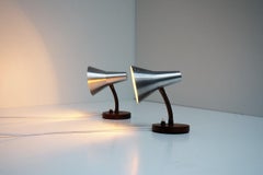 Pair of Aluminum Sconces with Teak Base, Danish Vintage Design from the 1960s