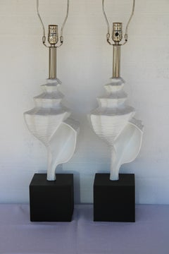 Pair of Aluminum Seashell Lamps Attributed to the Laurel Lamp Co.