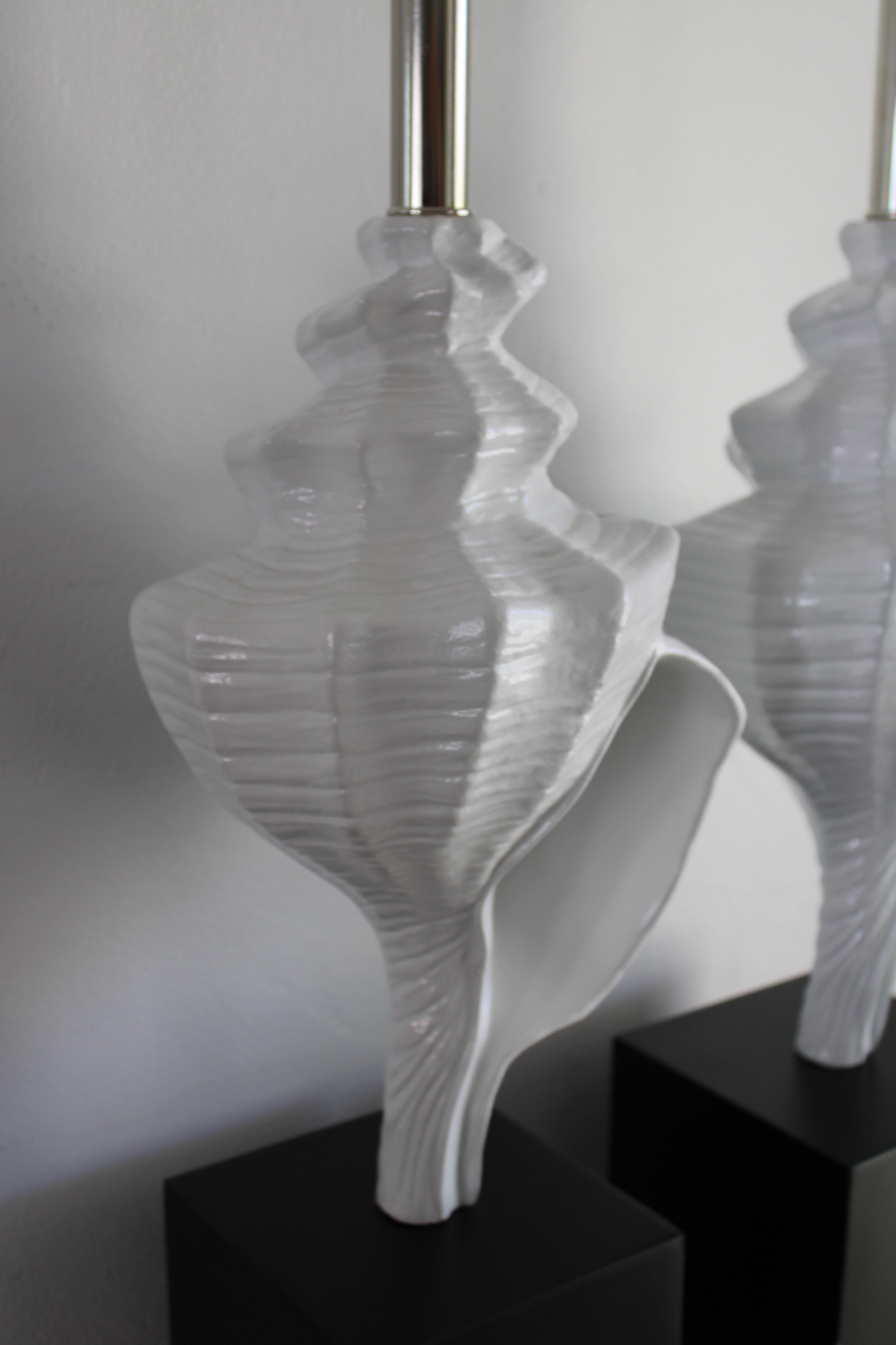 Pair of Aluminum Seashell Lamps Attributed to the Laurel Lamp Co. 1