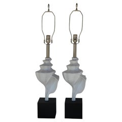 Pair of Aluminum Seashell Lamps Attributed to the Laurel Lamp Co.