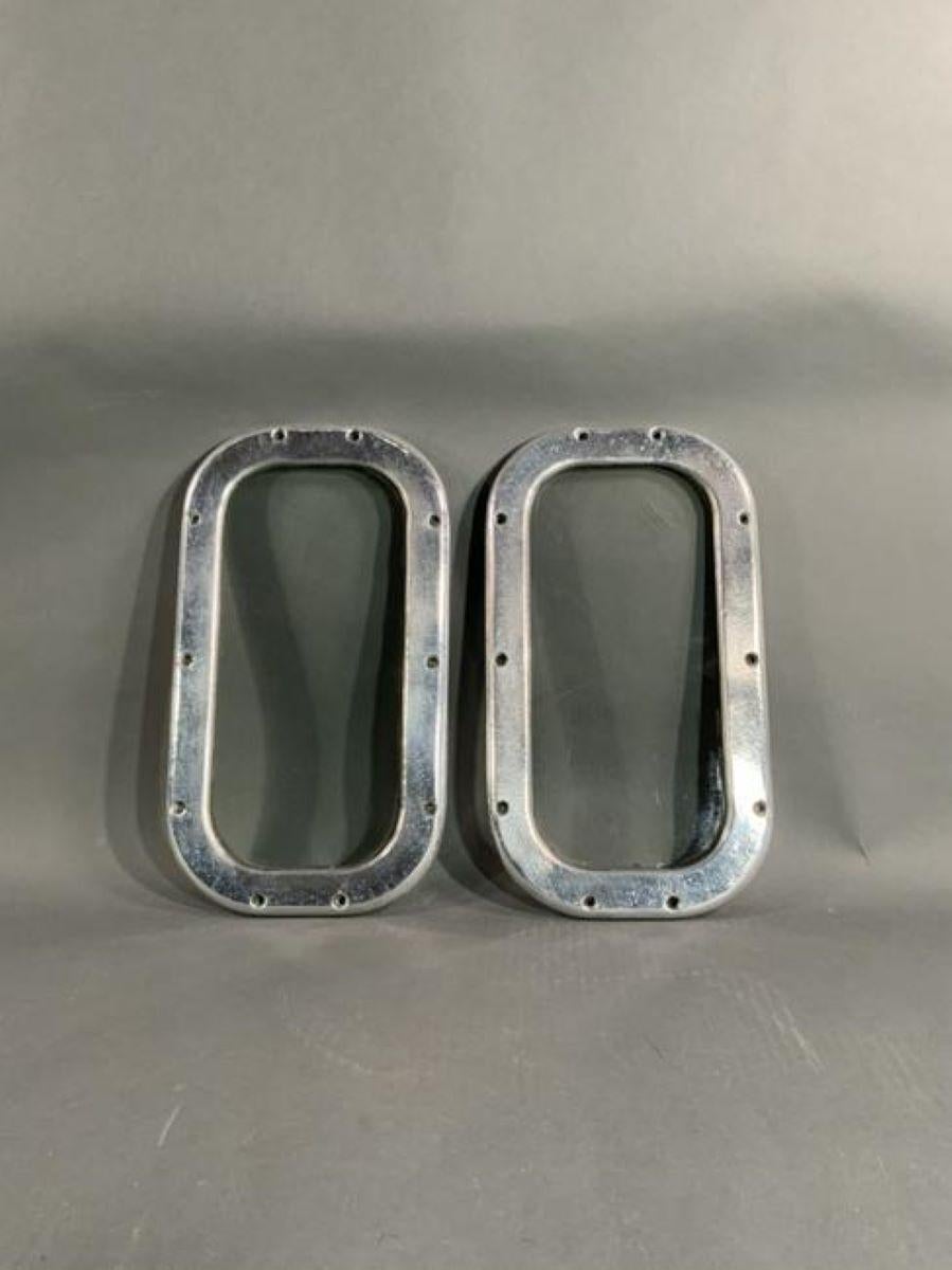 Pair of Aluminum Ships Windows In Good Condition For Sale In Norwell, MA