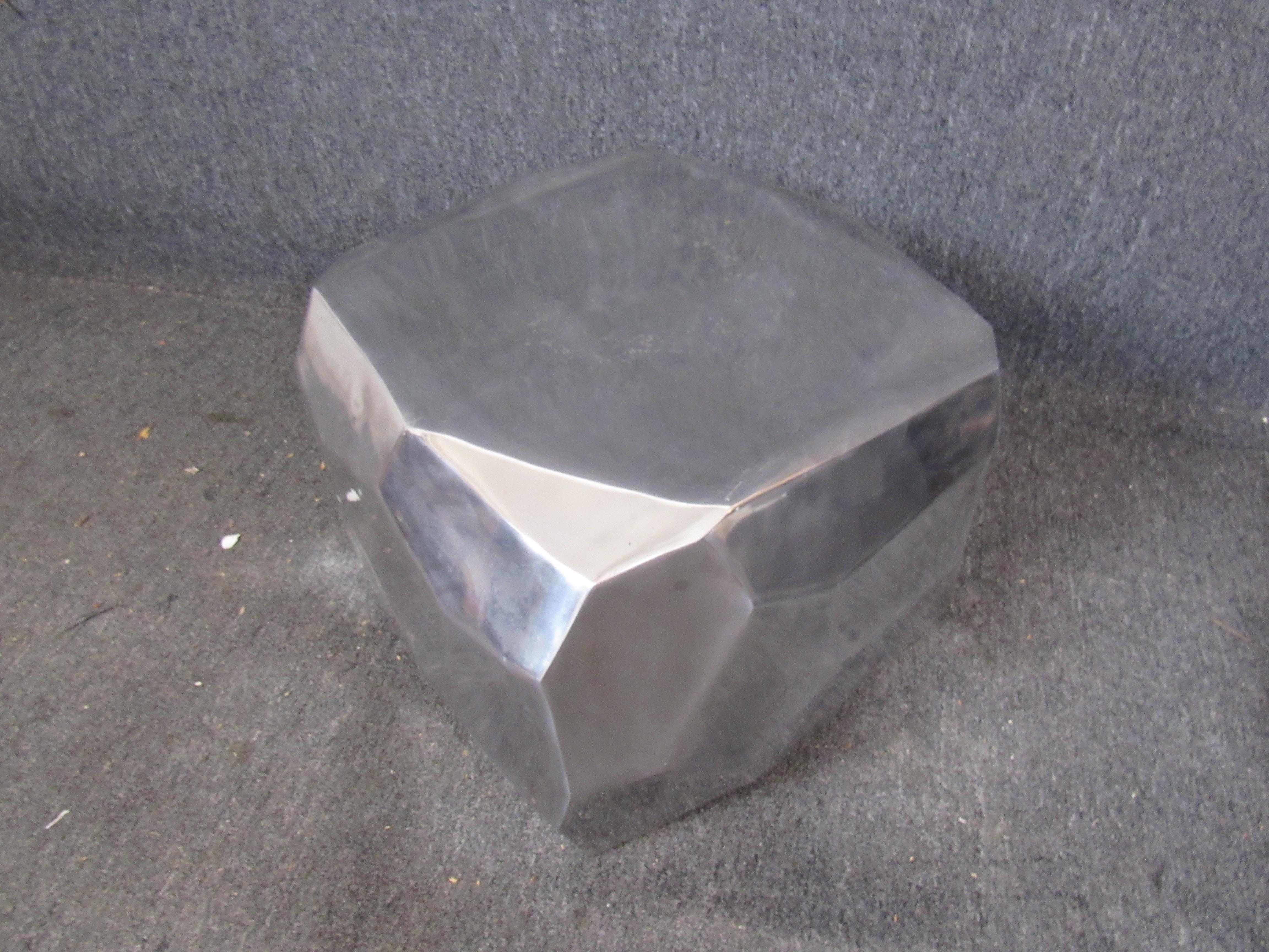 Pair of Aluminum Tables in the Shape of Rocks 3