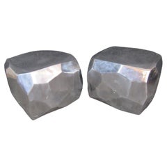 Vintage Pair of Aluminum Tables in the Shape of Rocks