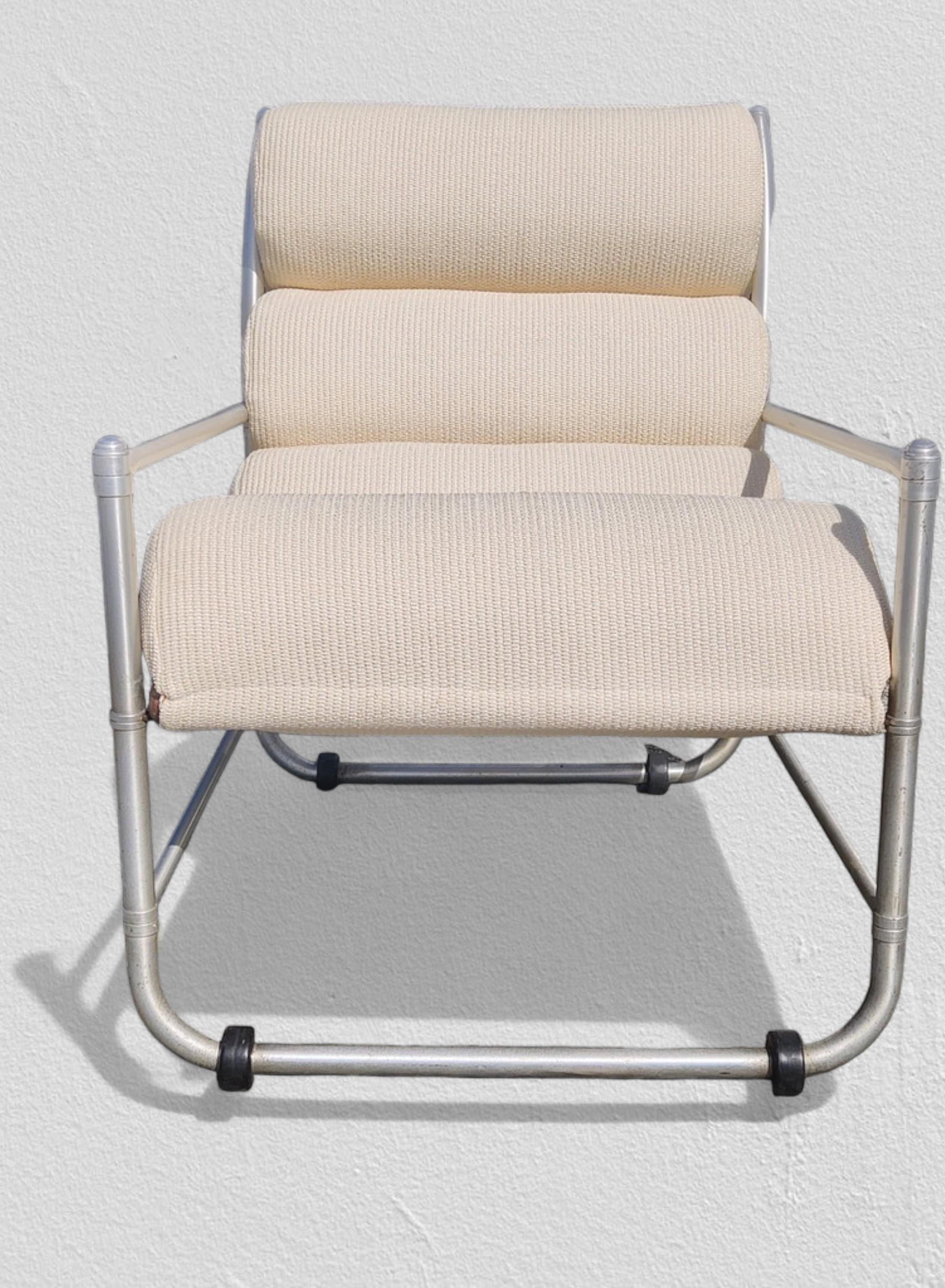 Pair of Aluminum Warren McArthur Sling Chaises / Lounge Chairs, 1938 In Good Condition For Sale In Camden, ME