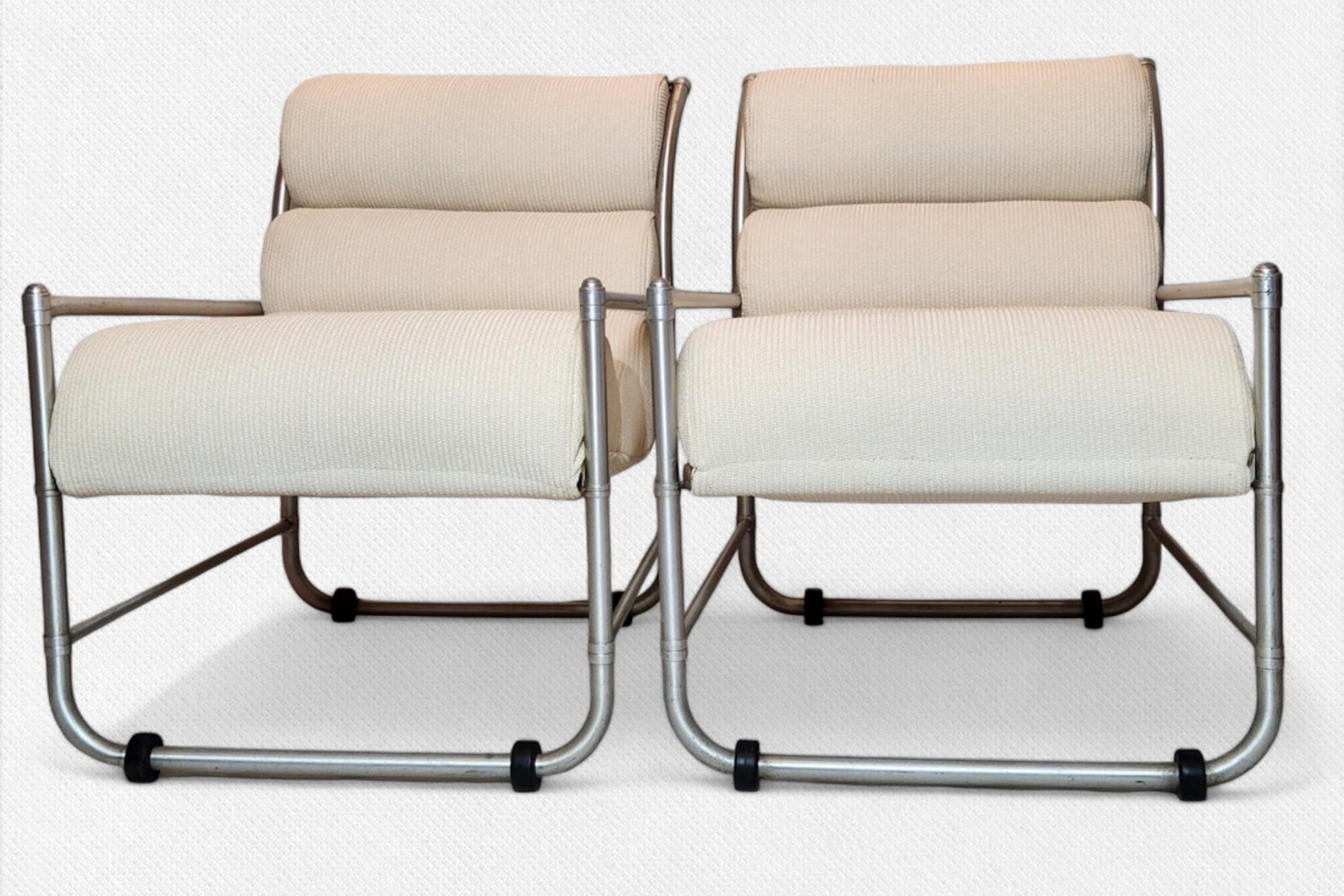 Pair of Aluminum Warren McArthur Sling Chaises / Lounge Chairs, 1938 For Sale 3