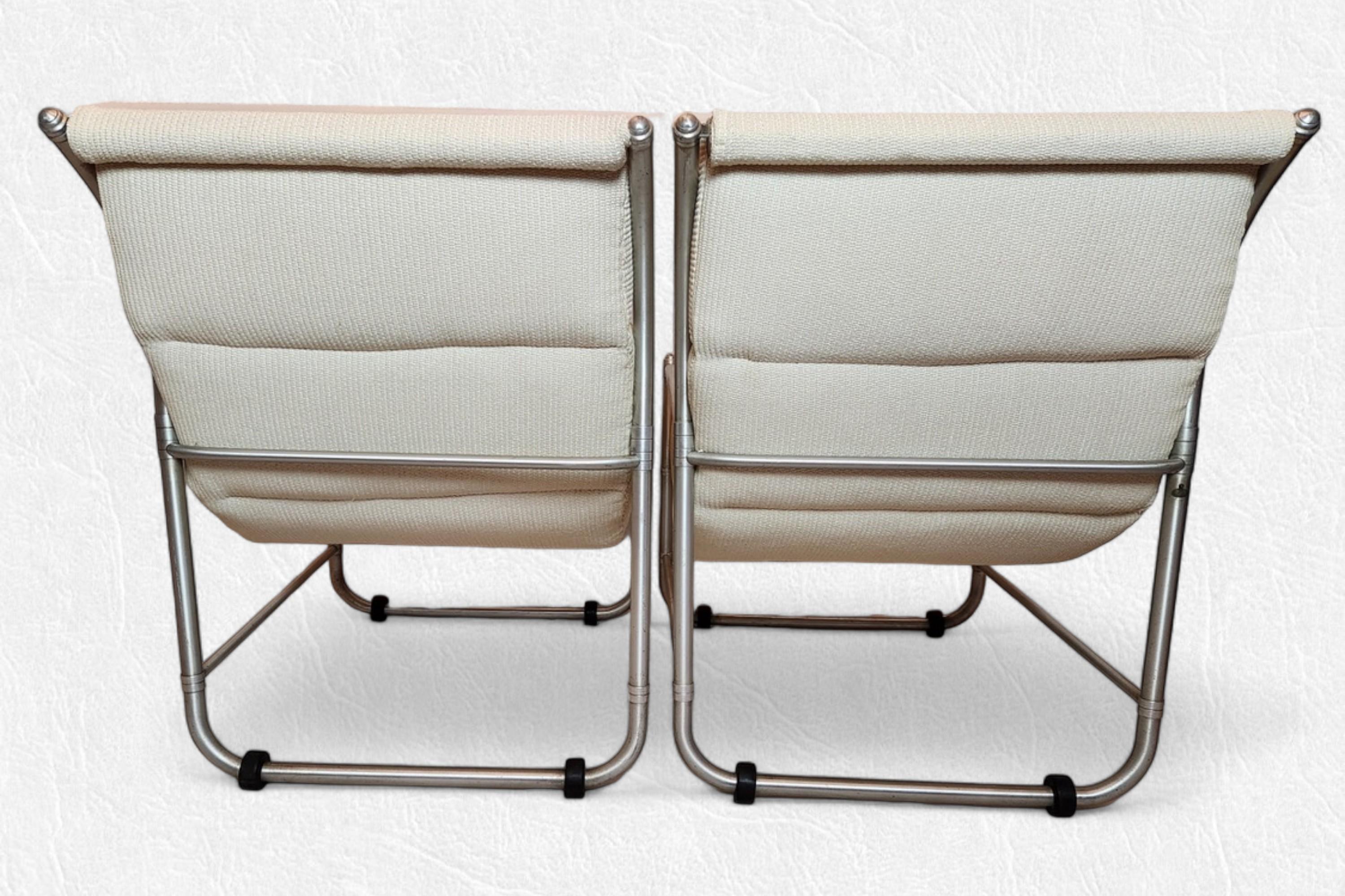 American Pair of Aluminum Warren McArthur Sling Chaises / Lounge Chairs, 1938 For Sale
