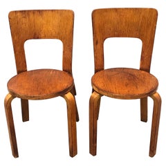 Pair of Alvar Aalto Bentwood Side Chairs Model 66, Early Production, Finland