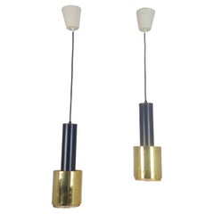 Pair of Alvar Aalto Brass & Black Hand Grenade Pendants A110, Valaistustyö 1950s