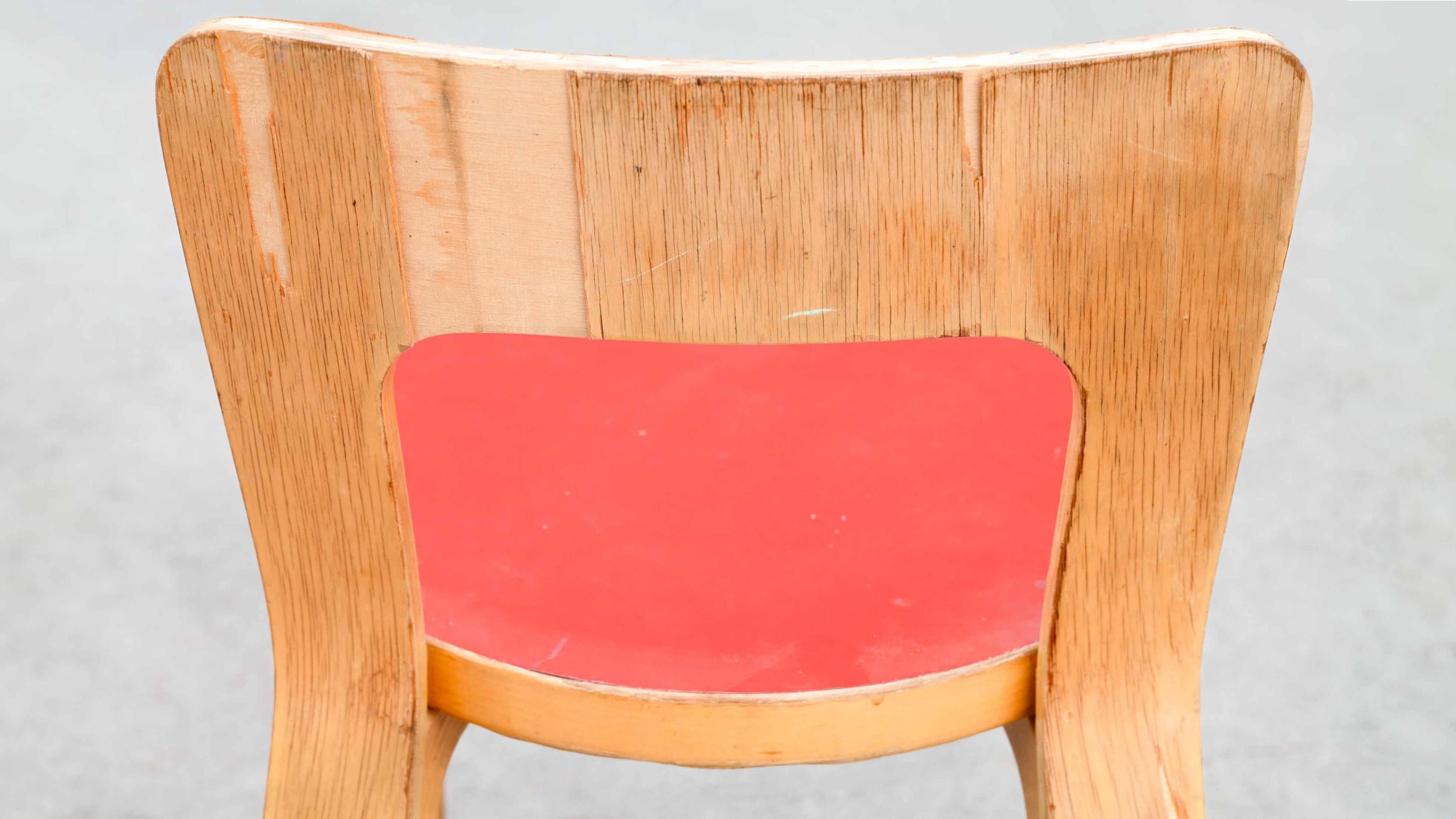 Mid-Century Modern Pair of Alvar Aalto chair N65 by Artek with red linoleum seats c.1950s