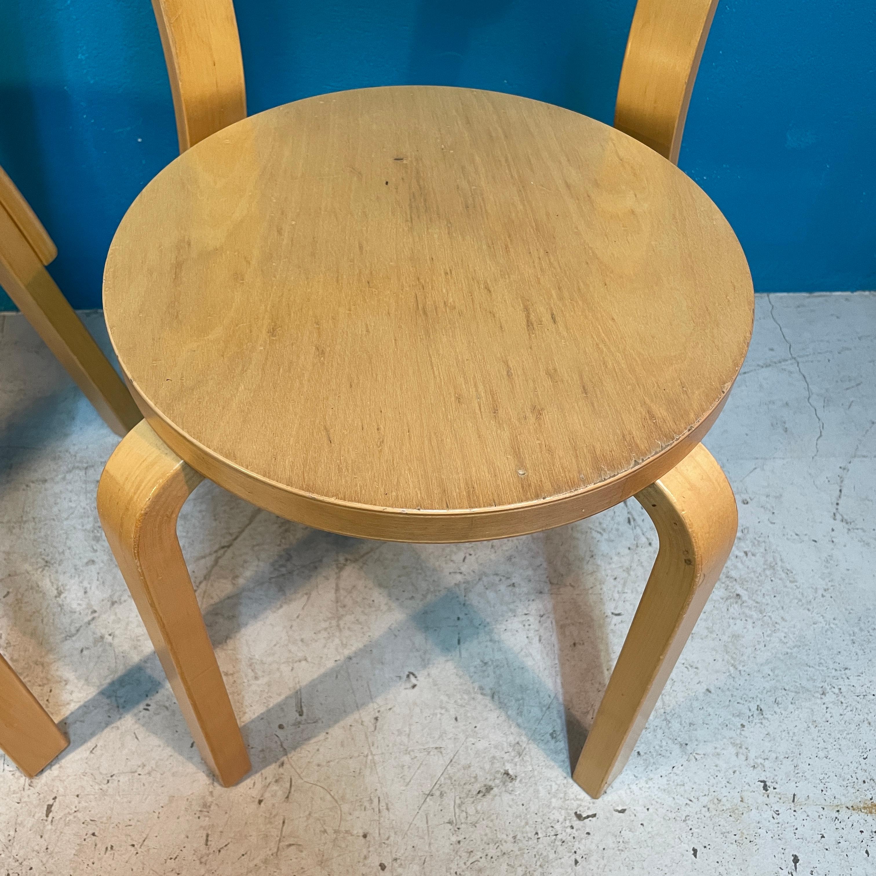 20th Century Pair of Alvar Aalto Chairs Model 68 for Artek, Scandinavian Modern