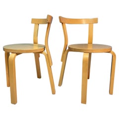 Pair of Alvar Aalto Chairs Model 68 for Artek, Scandinavian Modern