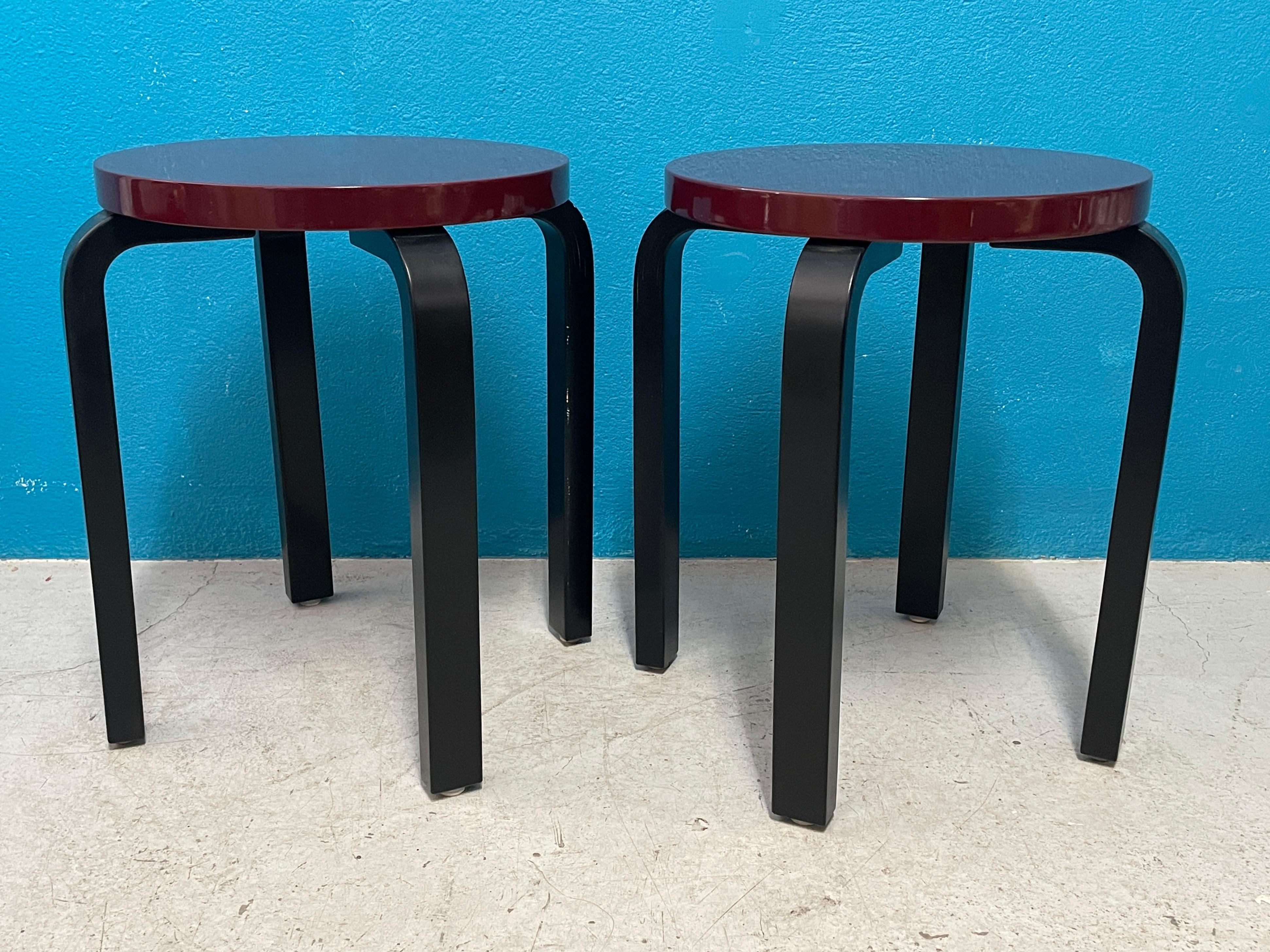 Stool E60, designed by Alvar Aalto for Artek, is one of the icons of Finnish furniture design. The four-legged Aalto stool is still today a beautiful, genius product whose simple shape will always be modern.

This Pair of Aalto e60 stools has