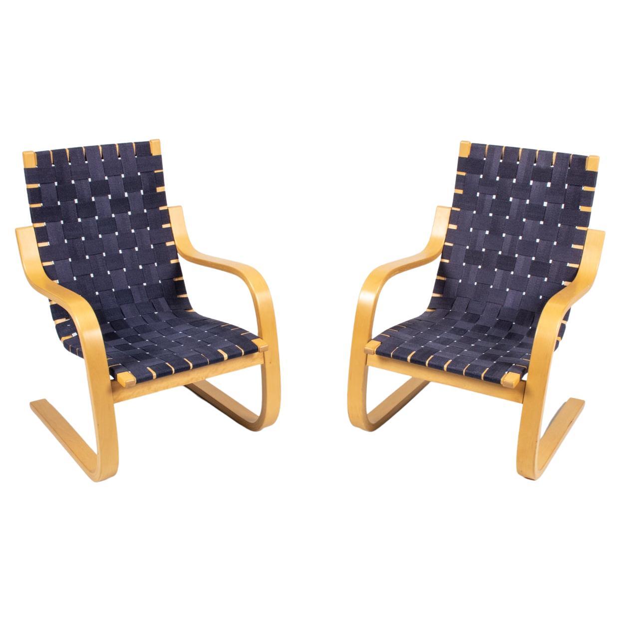 Pair of Alvar Aalto for Artek Model 406 Cantilever Chairs