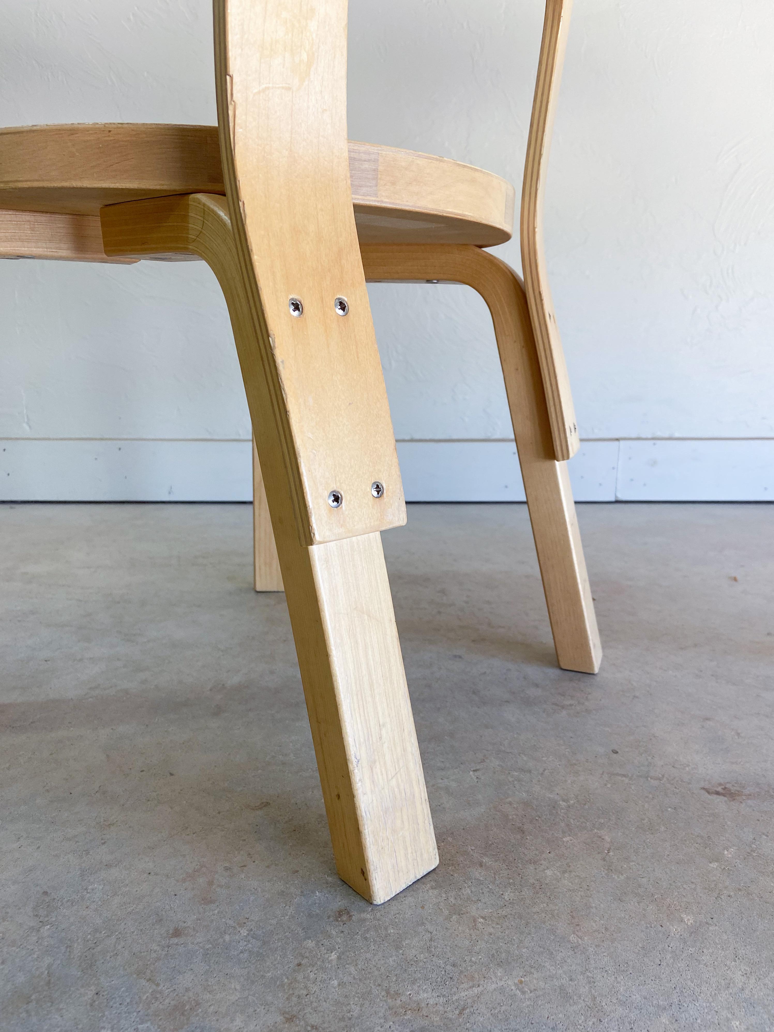 Pair of Alvar Aalto for Artek N65 Bentwood Children's Chairs For Sale 1