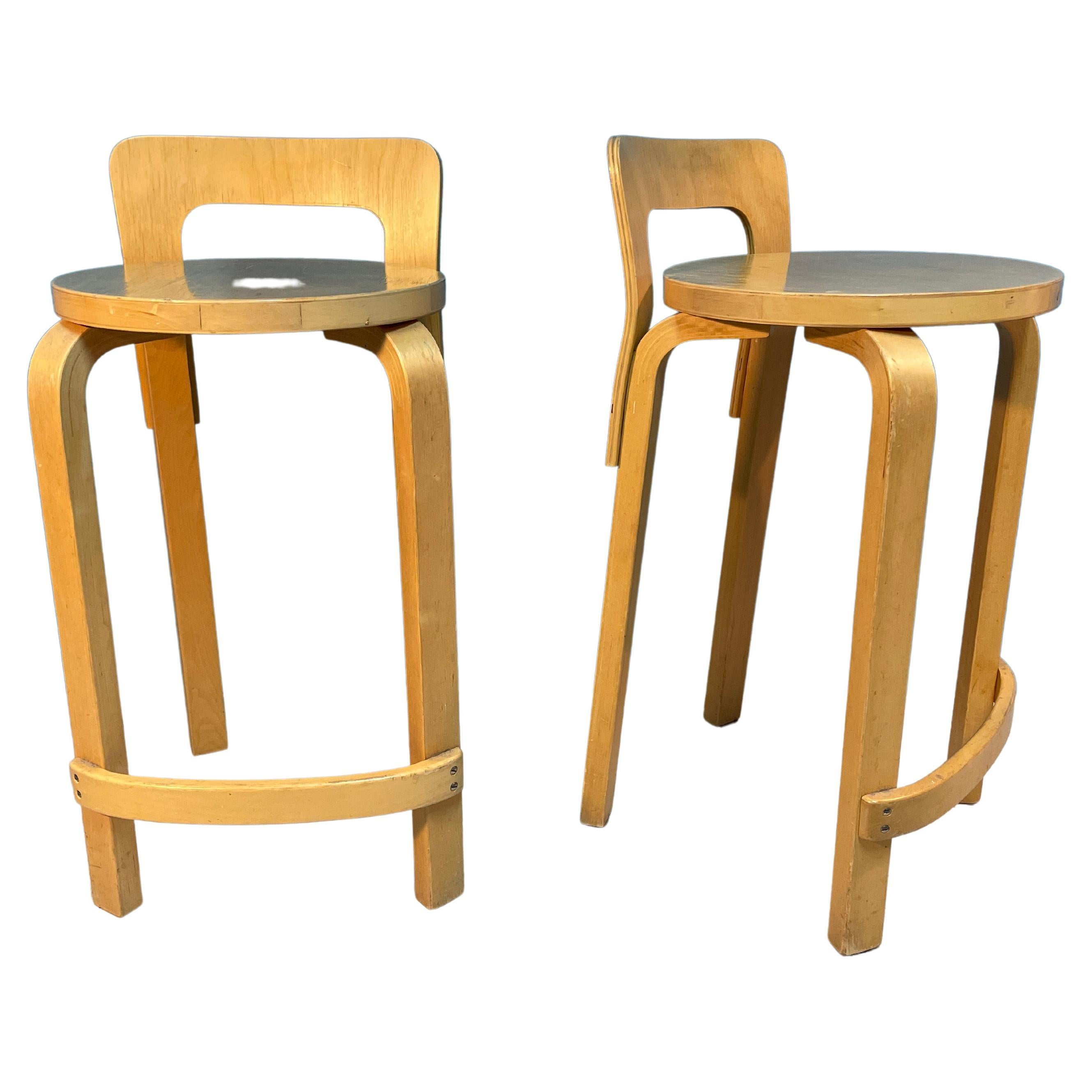 Pair of Alvar Aalto k65 High Chairs for Artek Finland