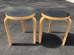 Pair of Alvar Aalto Mid-Century Modern Round Stools