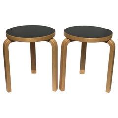 Pair of Alvar Aalto Mid-Century Modern Round Stools