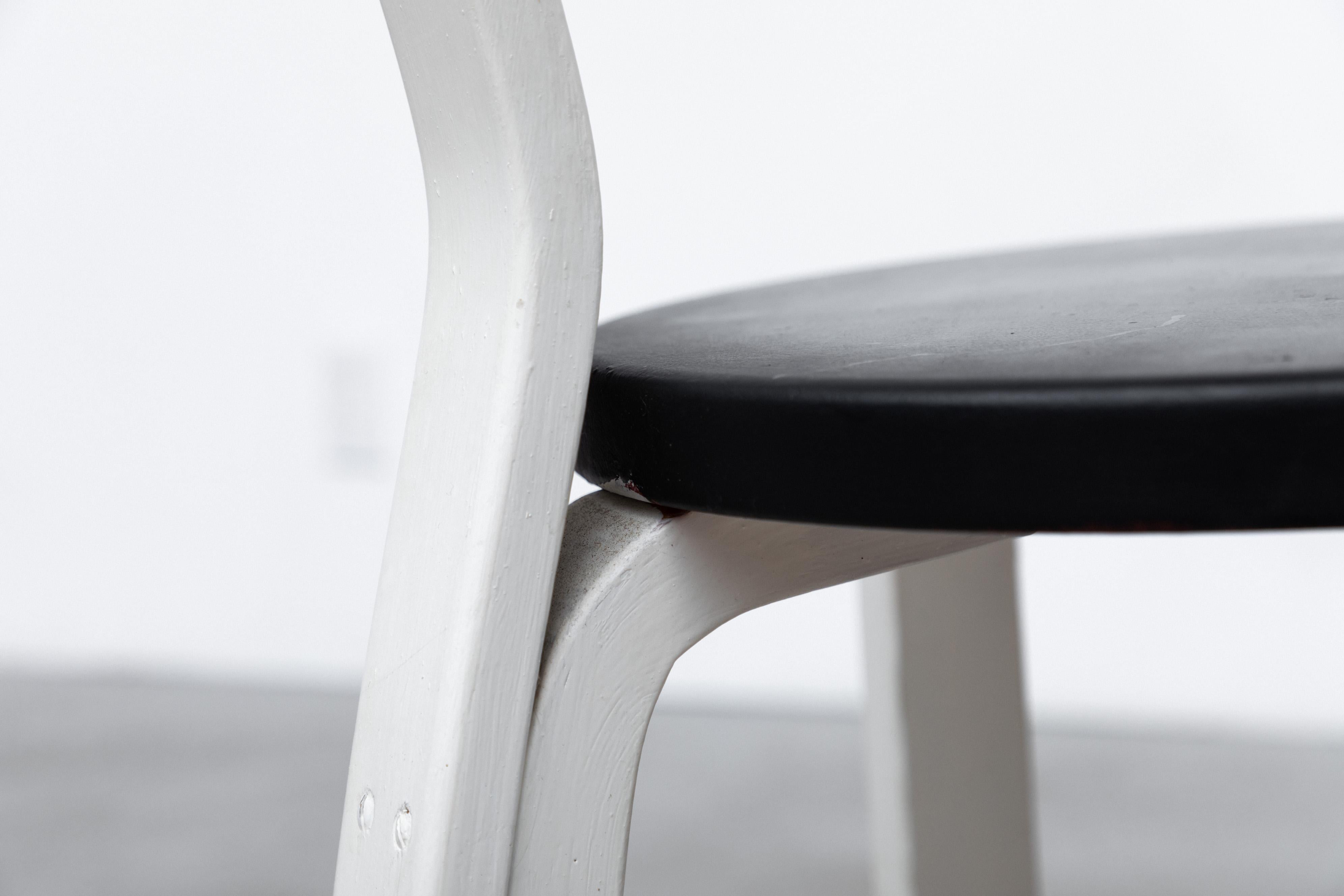 Pair of Alvar Aalto Overpainted Black and White Artek Chairs 8