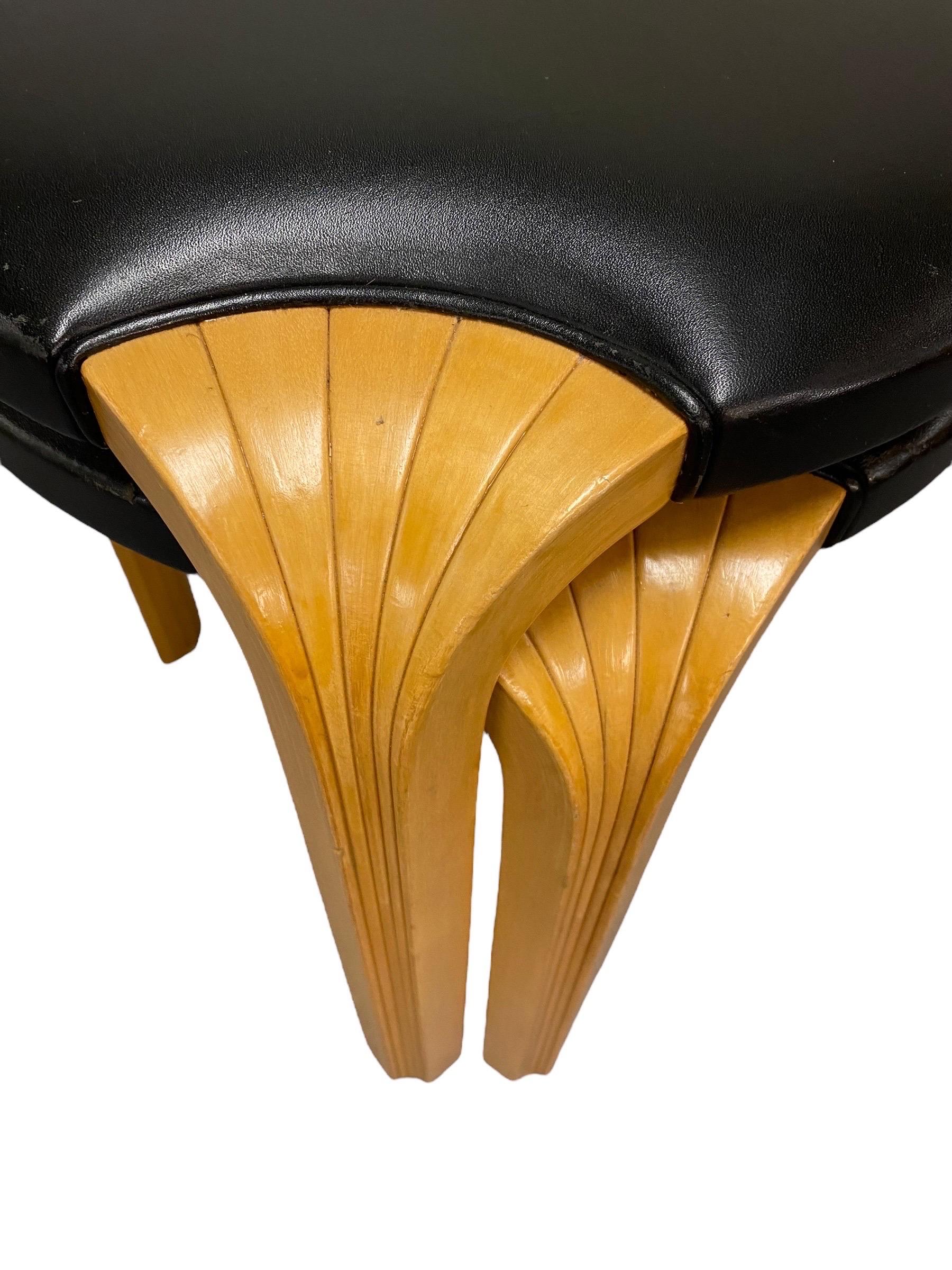 Pair of Alvar Aalto Stool X600 in Birch and Original Black Leather, Artek, 1960s In Good Condition In Helsinki, FI