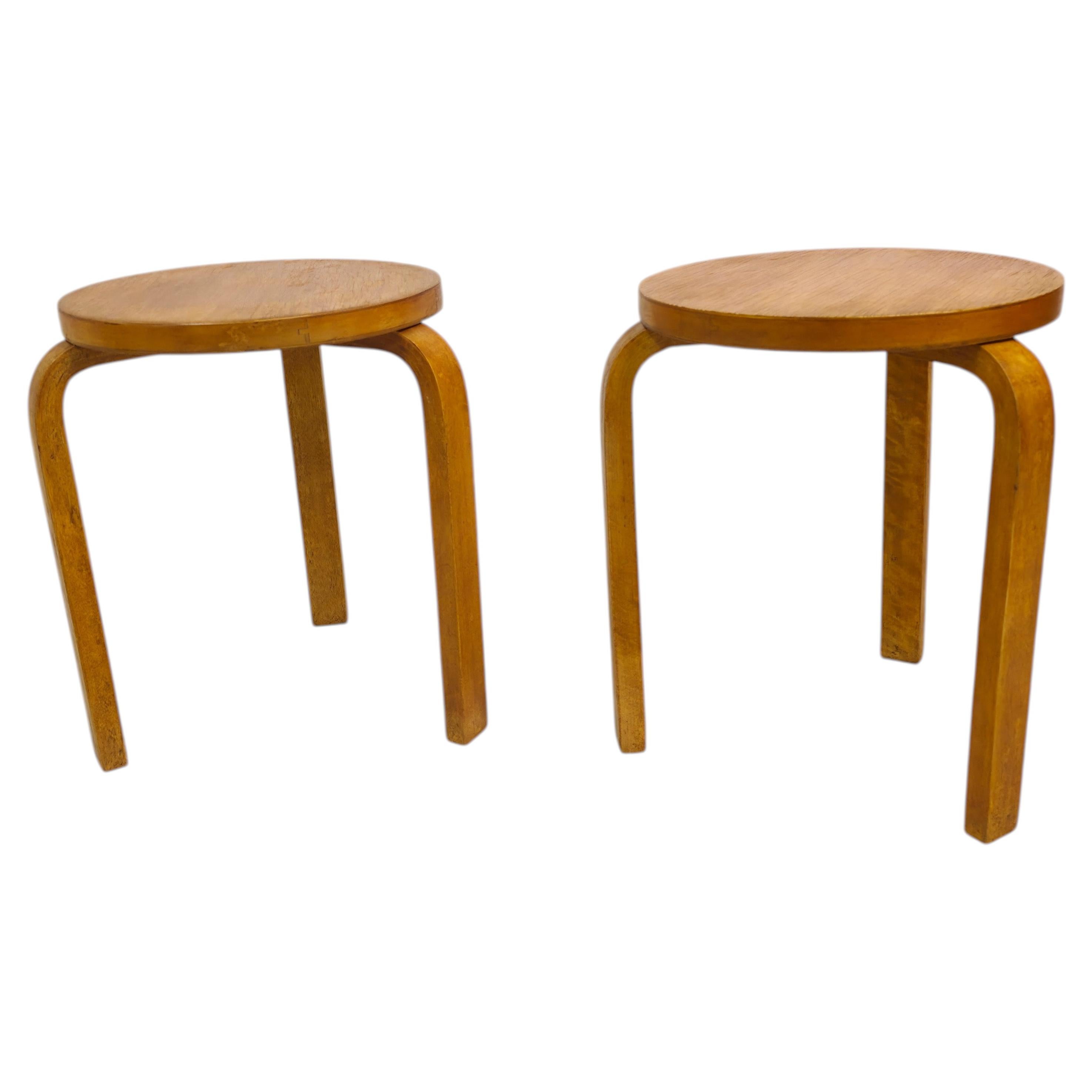 Pair Of Alvar Aalto Stools From 1930's For Sale